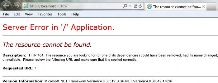 The resource cannot be found